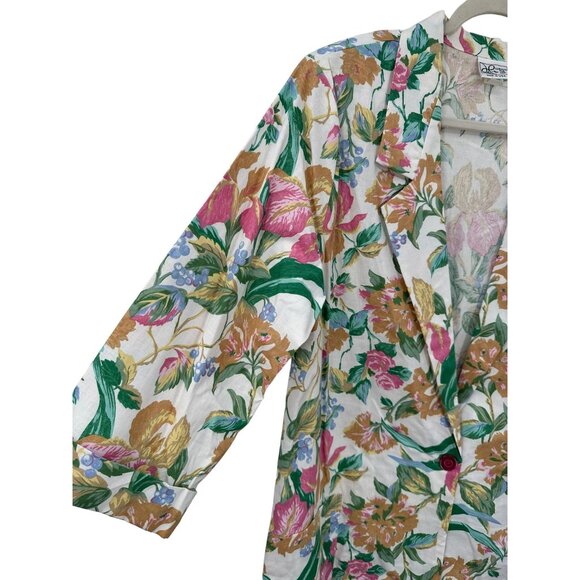 Vintage Haband 80s Floral Blazer Jacket Country Cottage Core Relaxed USA L - Picture 2 of 6